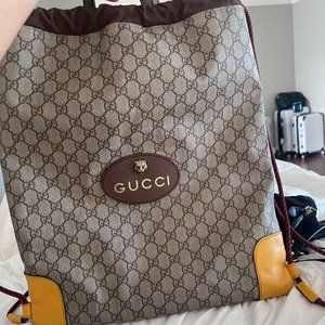 Gucci Neo Vintage Drawstring Beige Gg Supreme Canvas Backpack